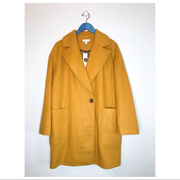 Topshop Jackets & Blazers - Topshop Yellow One Button Trench Coat Jacket